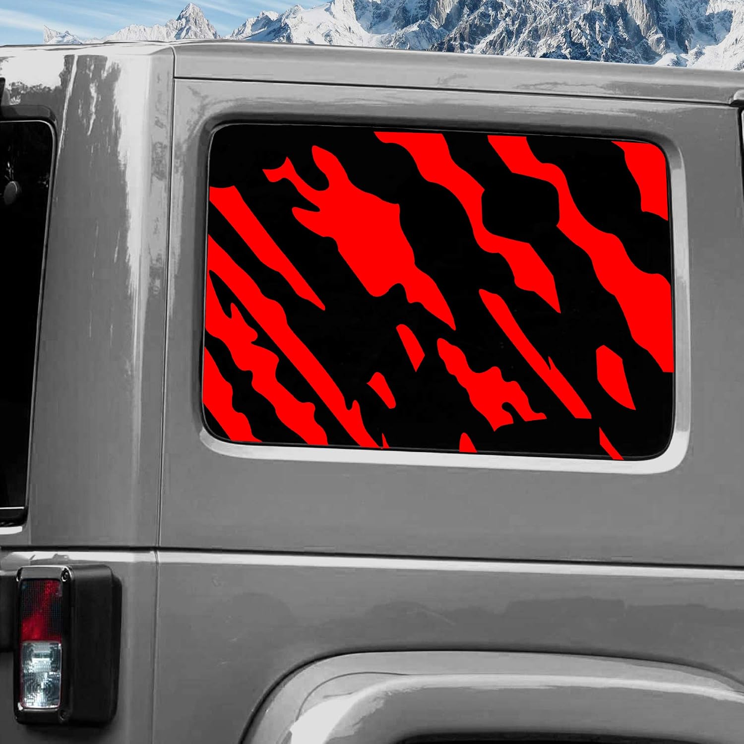Rear Window Graphics kit Vinyl Decal Wrap Compatible with Jeep Wrangler 2011-2020 - Splash Red
