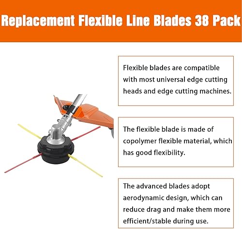 Miniatura 2 de Cilivo Paquete de 38 cuchillas universales compatibles con la mayoría de cuchillas universales para malezas, cuchillas de repuesto Aero-Flex para