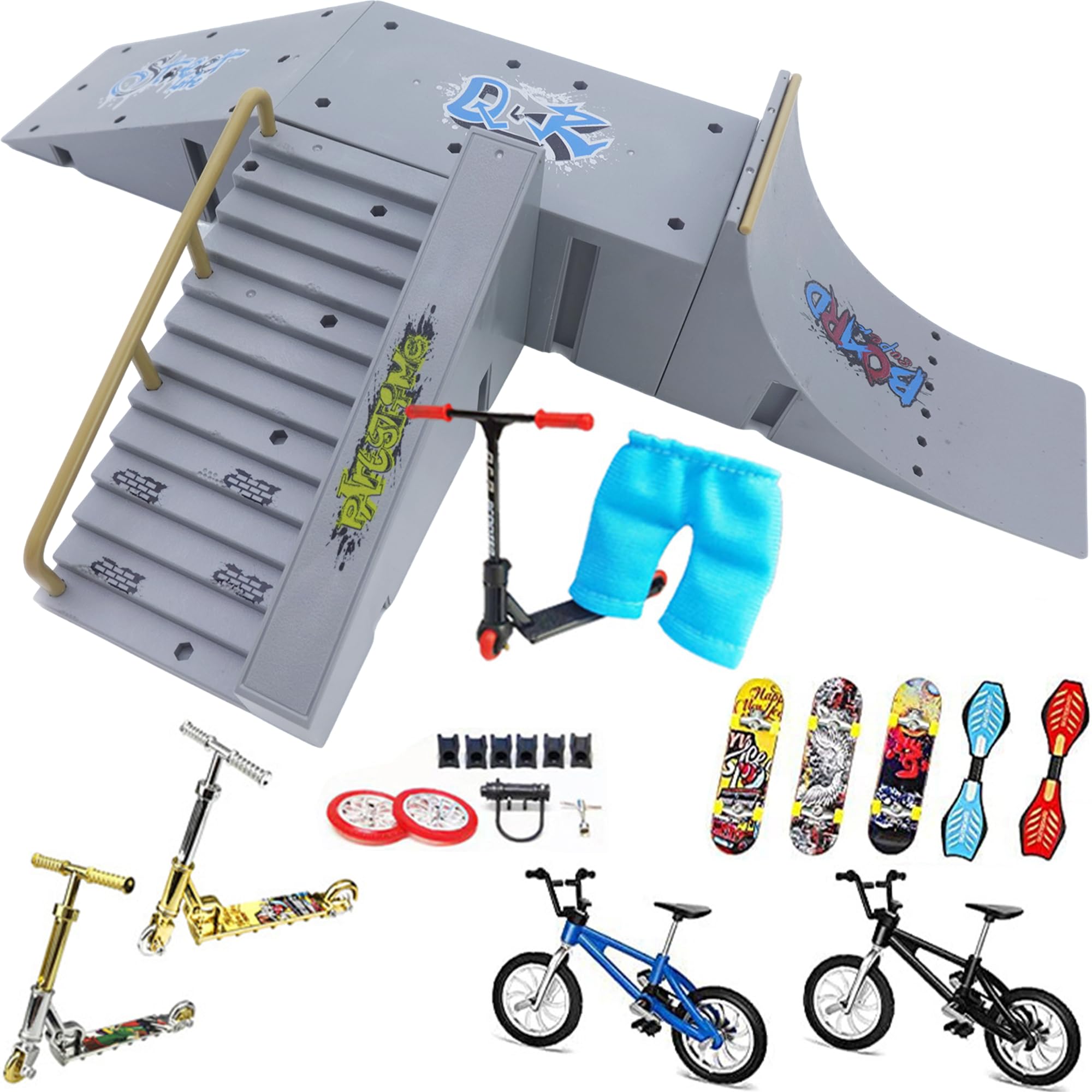 Mini Parc Fingerskateboard 13 en 1, Jouets de Sport, Skate Doigt & Rampe Set, Cadeau d'Entraînement Sportif