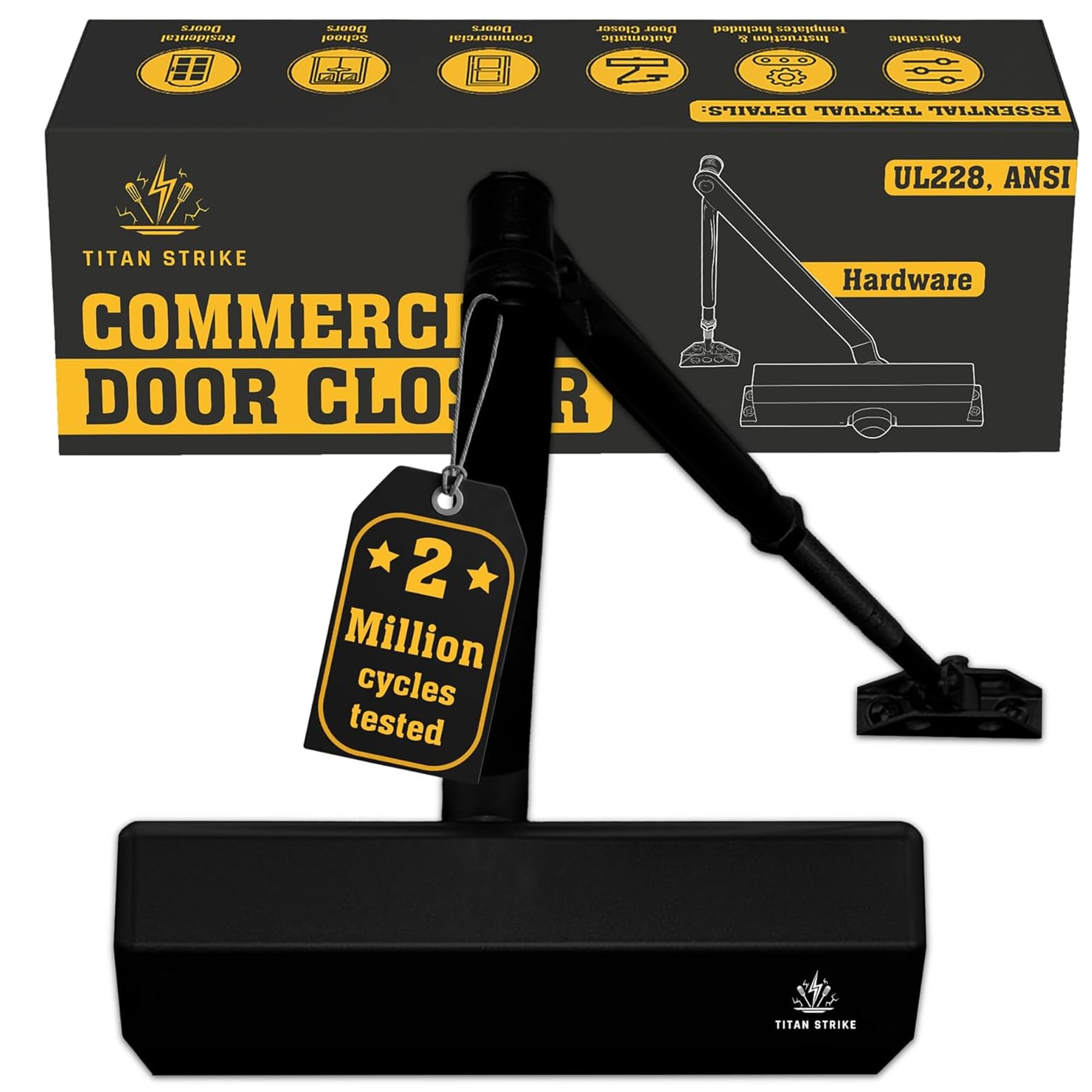TS8000 Commercial Door Closer, Regular Arm (Black)