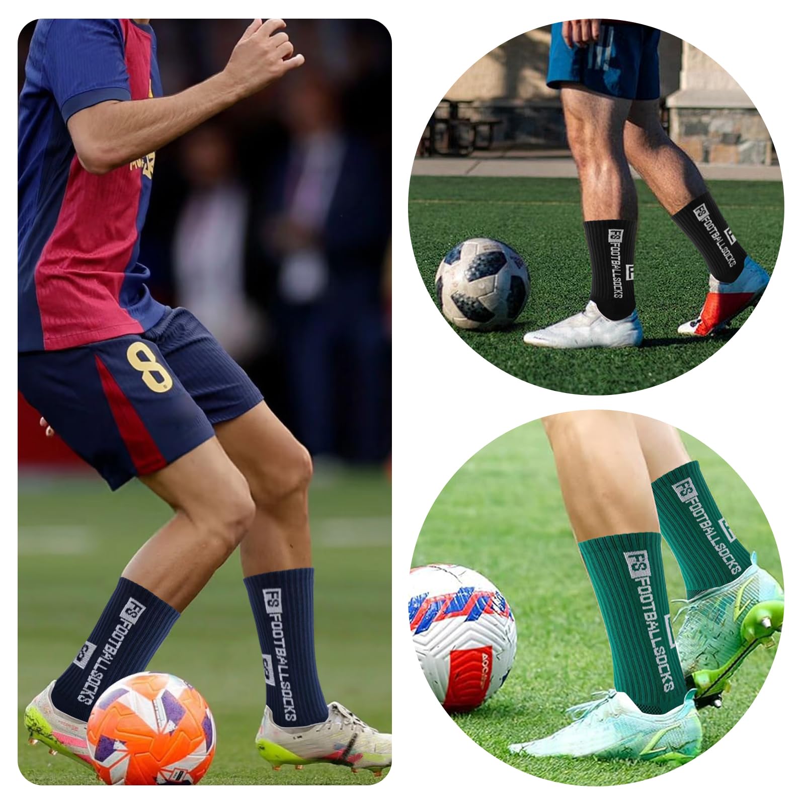 3 Pares De Calcetines De Fútbol Para Adultos, 39-46 Antideslizantes, Calcetines Futbol, Para Fútbol, Baloncesto, Running Y Ciclismo