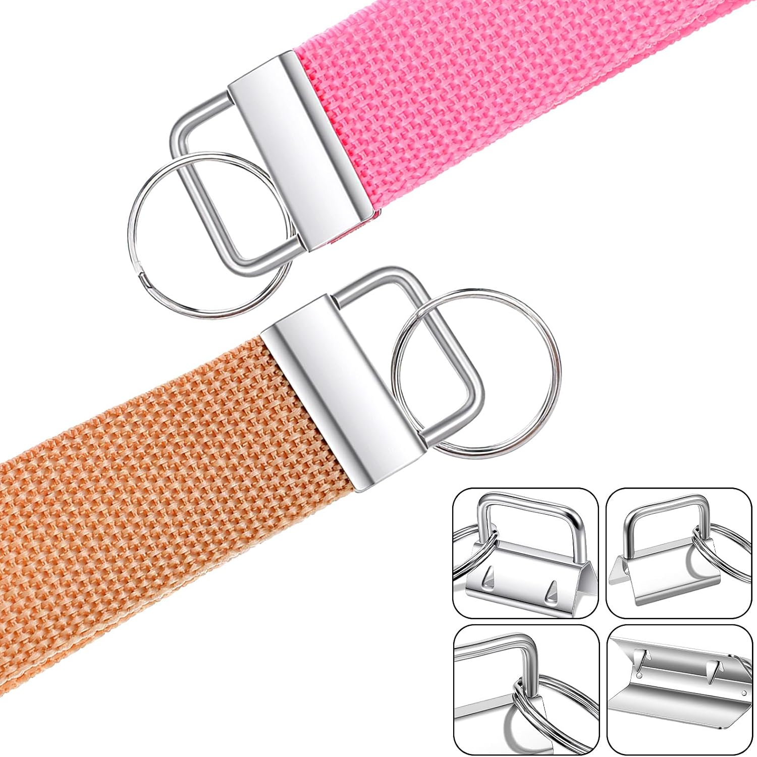 150 Pieces Key Fob Hardware Key Fob Keychain Wristlet with Split Ring (Silver,1 Inch)
