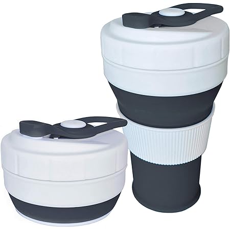 Moheeco Collapsible Coffee Cup - Reusable, Leak Proof, Pocket Travel Mug – Large 450ml 15oz - Eco Friendly Takeaway Foldable Cup for Camping or The Office – Ideal for Family/Friends - Black