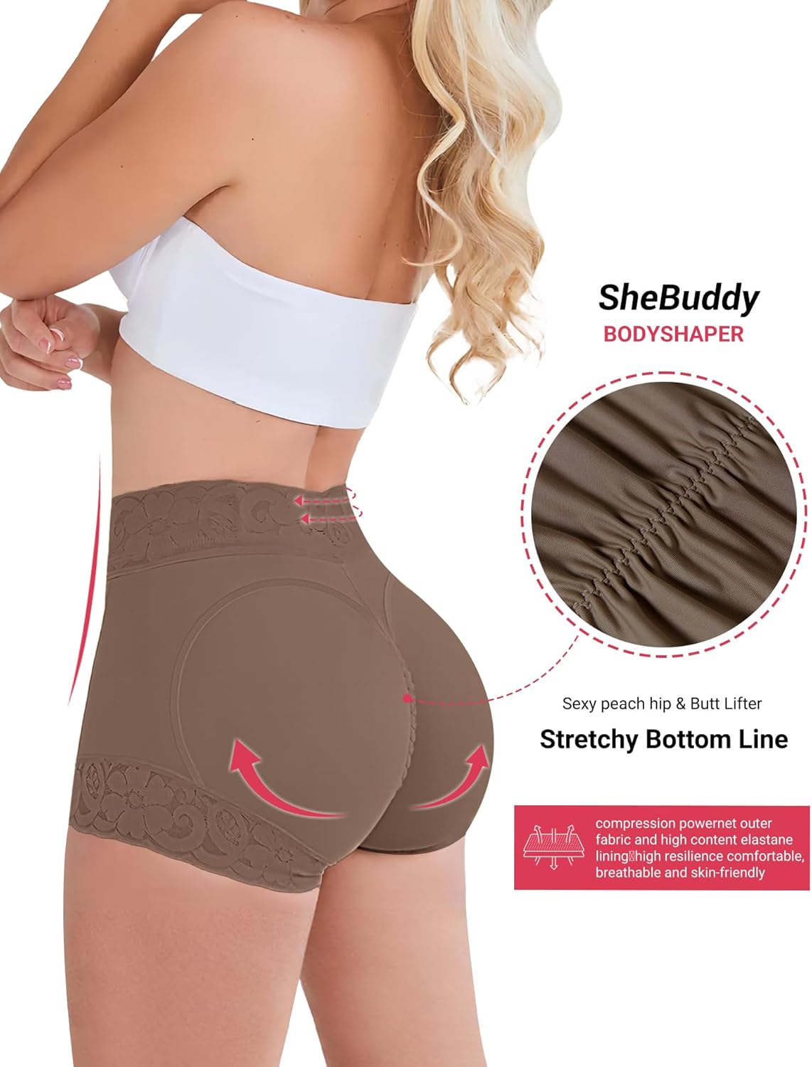 Butt Lifting Panties, Tummy Control Shapewear for Women Compression Underwear Short Lace Butt Lifter Shapewear - Image 3