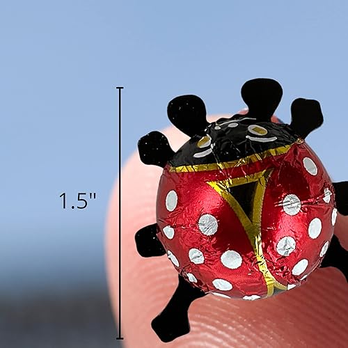 Miniatura 2 de Needzo Caramelos de mariquita de chocolate con leche o decoración de mesa, chocolates frustrados envueltos individualmente, caramelos rojos