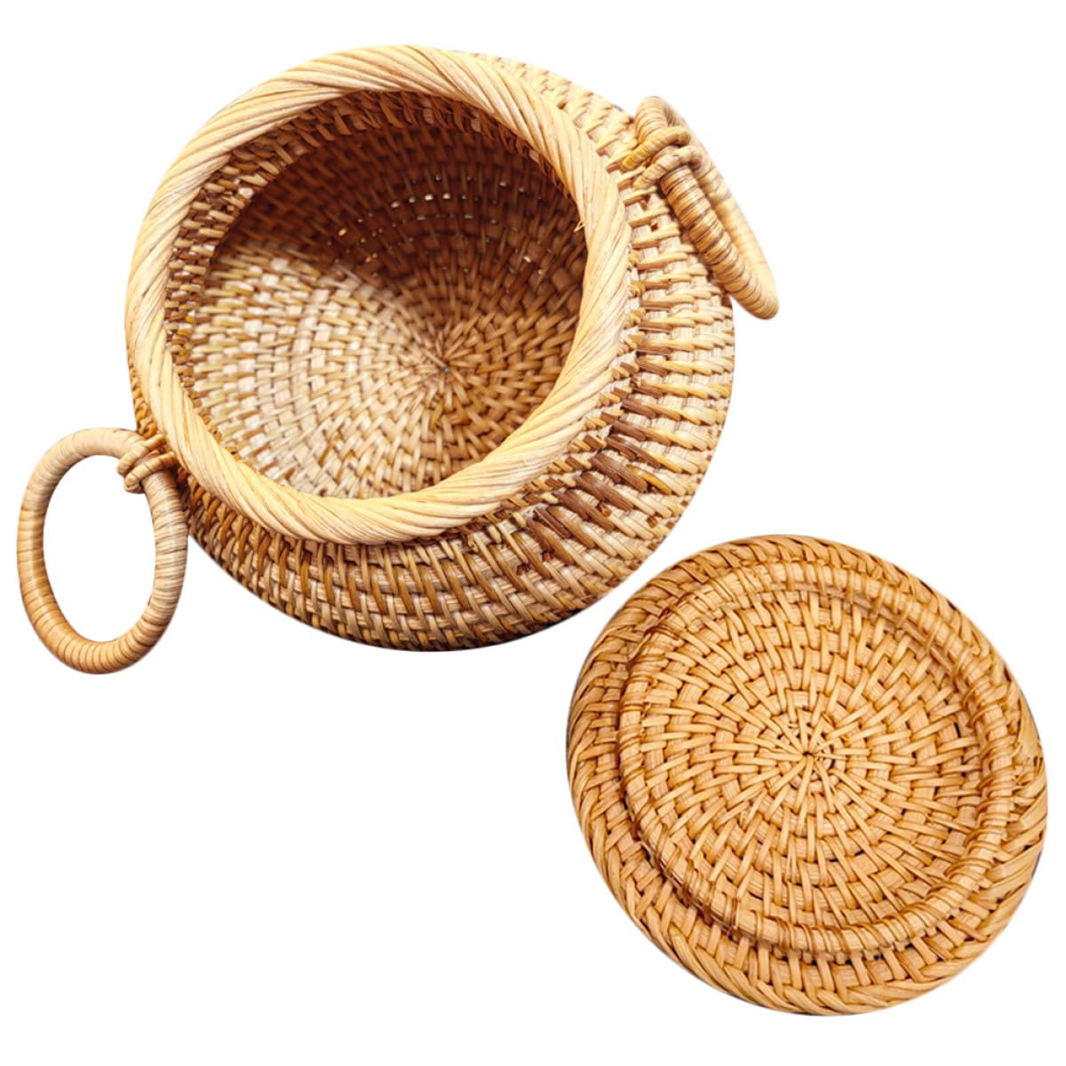 Panier de rangement tressé en rotin pour cacher le désordre kaki