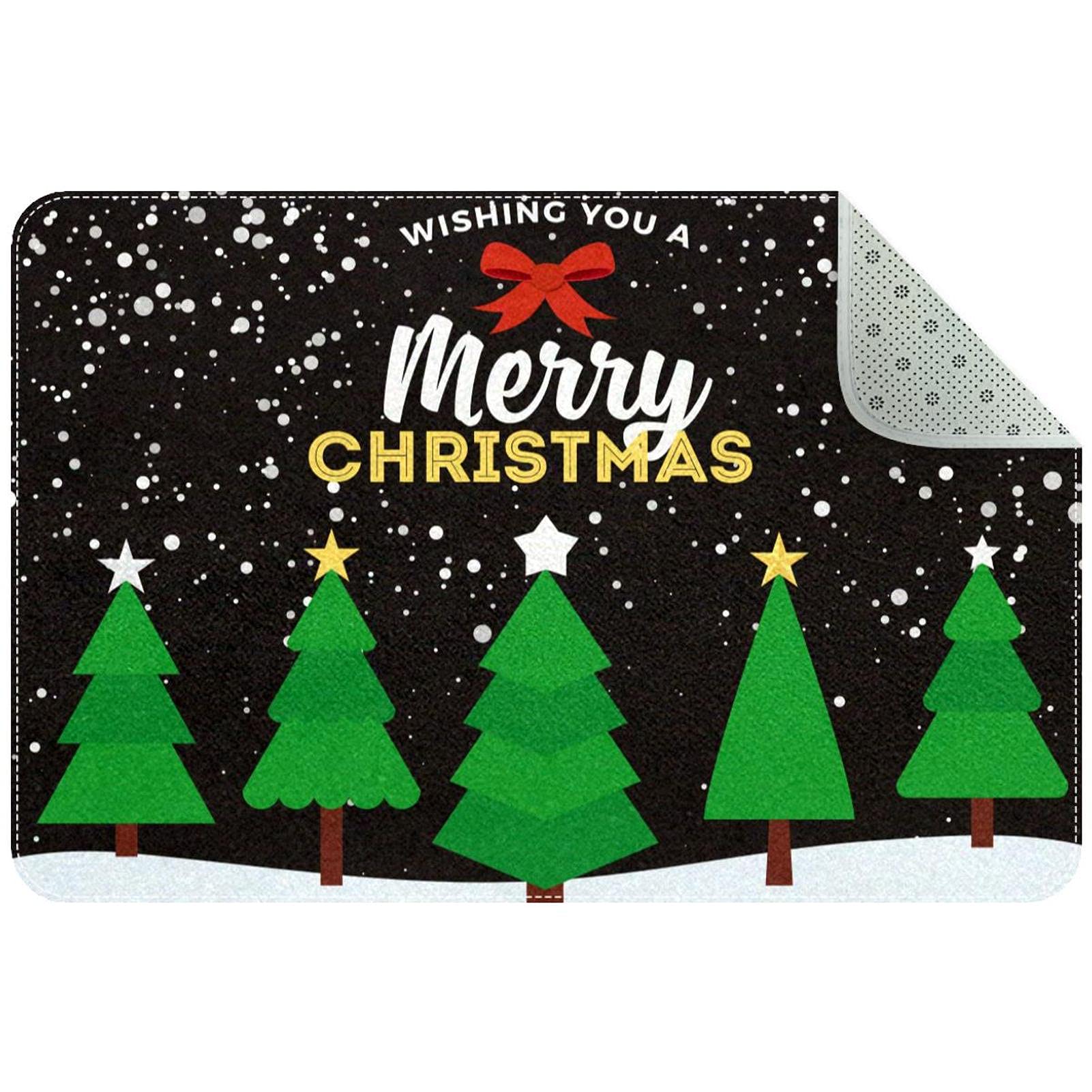 Tapete de puerta de Navidad para interiores y exteriores con árboles festivos