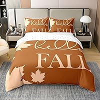 Vista 1 de jejeloiu Juego de funda de edredón de otoño 100% algodón, tamaño King, para niños y niñas, juego de ropa de cama de hojas de arce de otoño