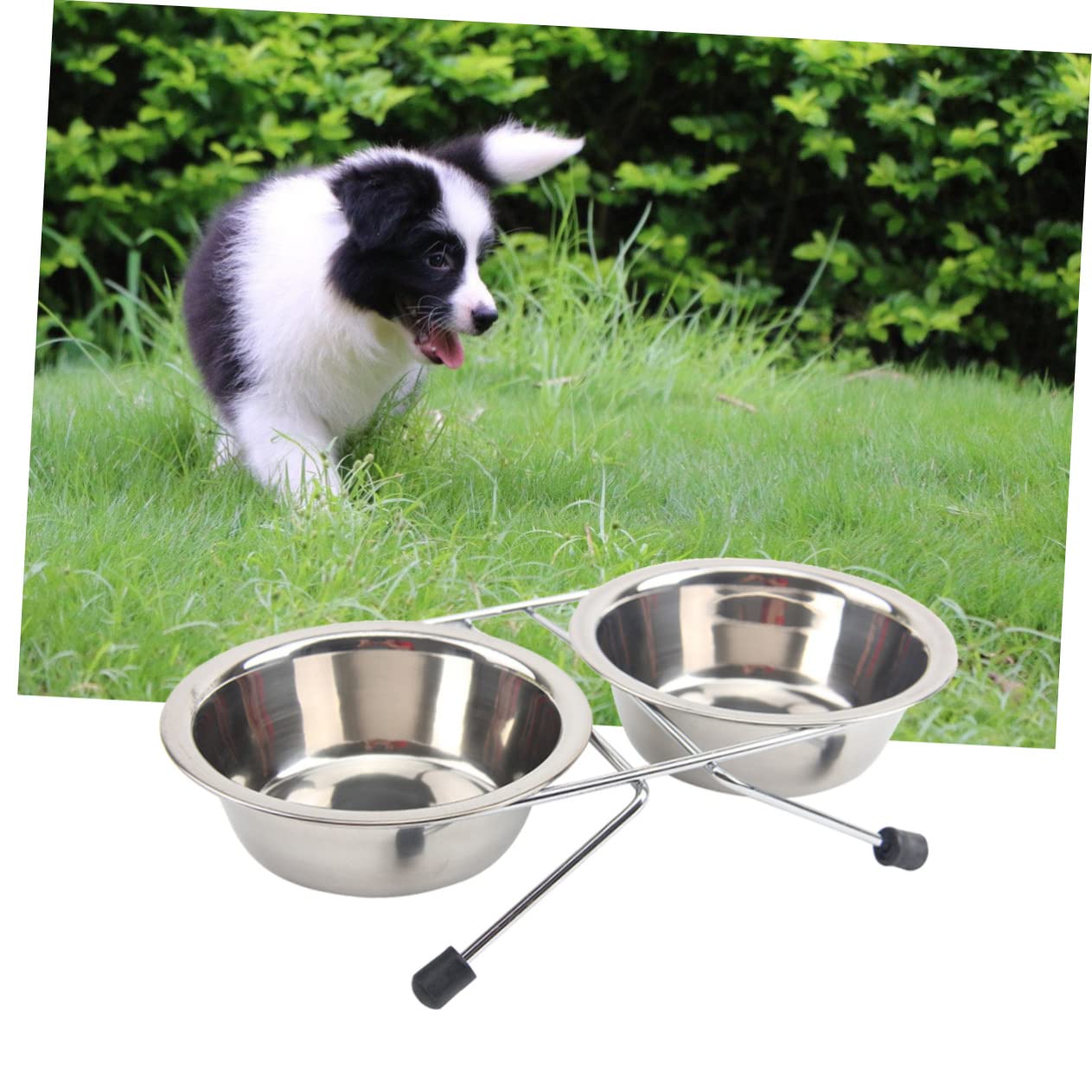 Balacoo Stainless Steel Pet Feeder Large Dog Cat Food Water Bowls Set Non-Slip Base