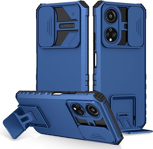 Funda compatible con Honor X7 4G, cubierta de lente de cámara deslizante integrada compatible con Honor Play 30 Plus 5G con función atril 2 en 1,