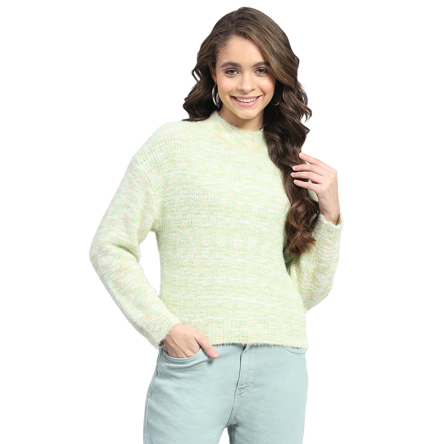 Womens Self Design Round Neck Full Sleeve Top (1243703TP)