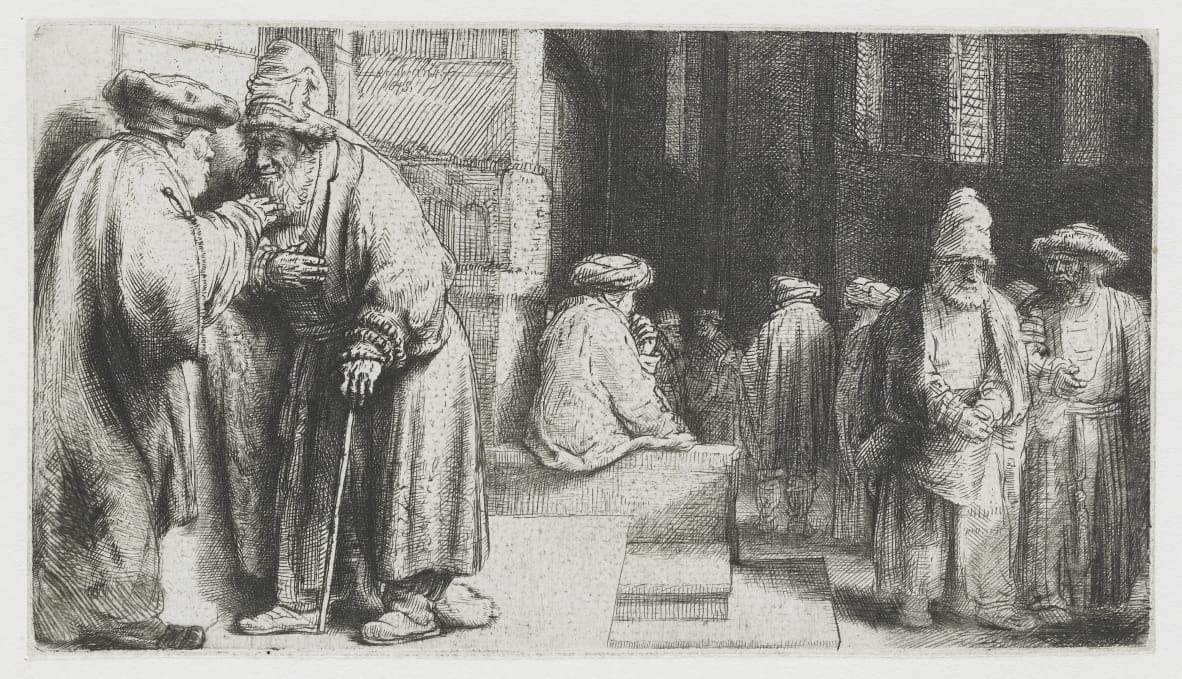 Rembrandt Juifs dans la synagogue affiche de décoration murale 60x90