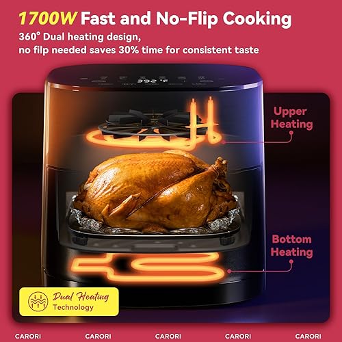 Miniatura 2 de Freidora de aire 14 en 1 con ventana de visualización, capacidad grande de 6Qt, máximo crujiente a 392, freidora sin voltear con calefacción dual,