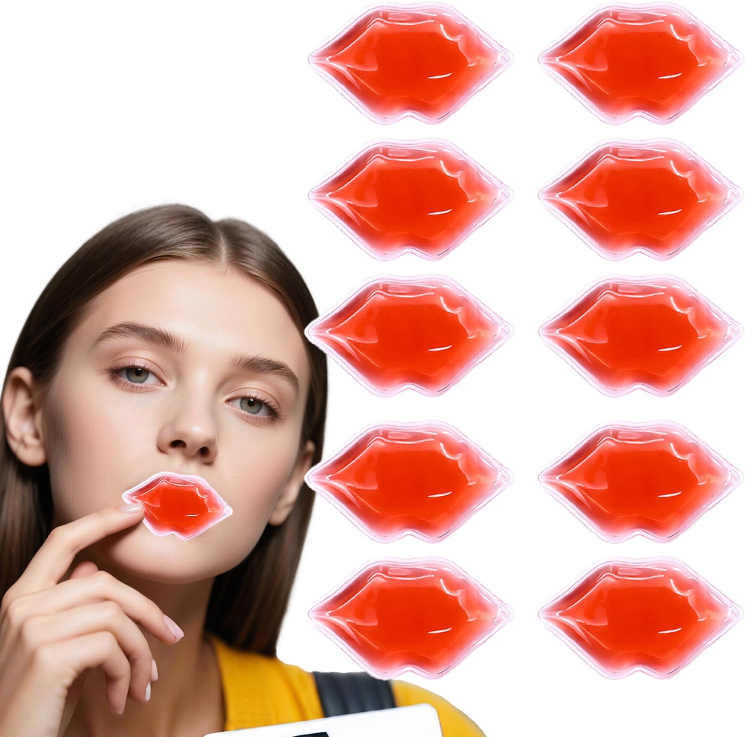 Lip Ice Pack for Cosmetic (10 PCS)， After Lip ice Treatment, reusableip Shape ice Pack to Relieve Pain and Relax Lips, Anti-Aging Lip careto Reduce Lip Swelling