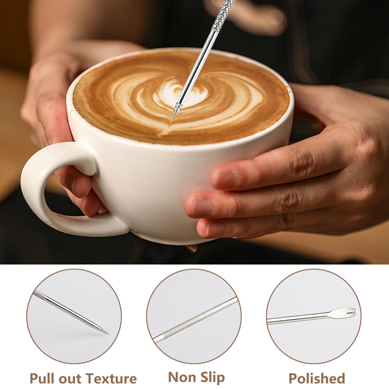 Dzbanek na mleko ze stali nierdzewnej 304, dzbanek do spieniania 350 ml, długopis Latte Art, kubek do spieniania mleka ze znacznikami pomiarowymi, nadaje się do cappuccino i espresso