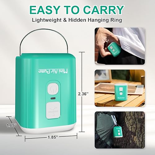 Miniatura 7 de Portable Air Pump for Inflatables Mini Air Pump with 1600mAh Battery & Camping Light - Rechargeable Electric Pump for Vacuum Storage Bags, Air