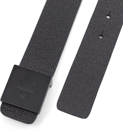Miniatura 4 de Calvin Klein Cinturón de hebilla de placa casual para hombre con detalle de logotipo para jeans y pantalones de vestir