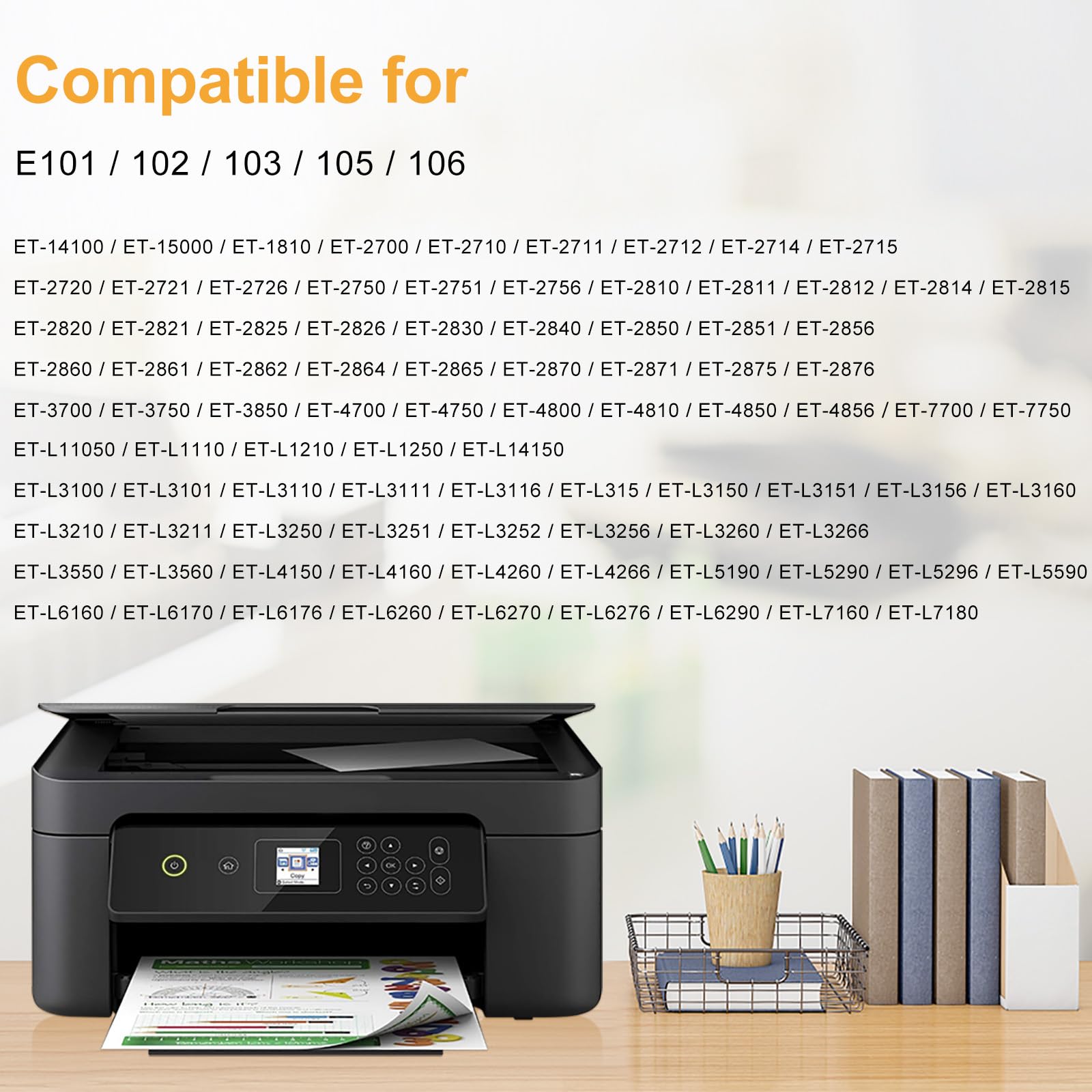 LeciRoba E-104 per epson 104 103 102 Ecotank Multipack use with ET-2710 ET-2711 ET-2712 ET-2714 ET-2715 ET-2720 ET-2721 ET-2726 ET-2810 ET-2810 5 ET-2 820 ET-2821 ET-2825 ET-2826 ET-4700 ET-4800 (5PK)