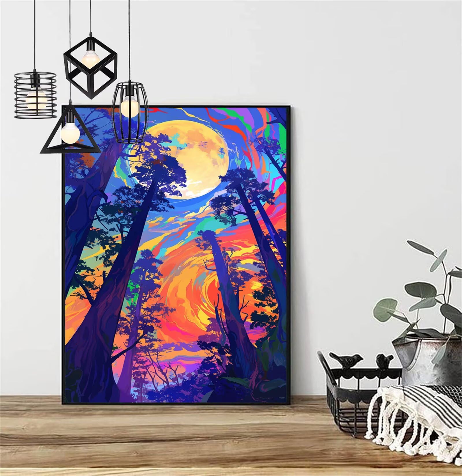 Diamentowy obraz księżyc diamentowe malowanie dziecko 60x90cm 2026 malarstwo diamentowe haft diamentowy kompletny zestaw, DIY kryształowa łamigłówka, dekoracja ścienna do domu kreatywne ptaki dorośli