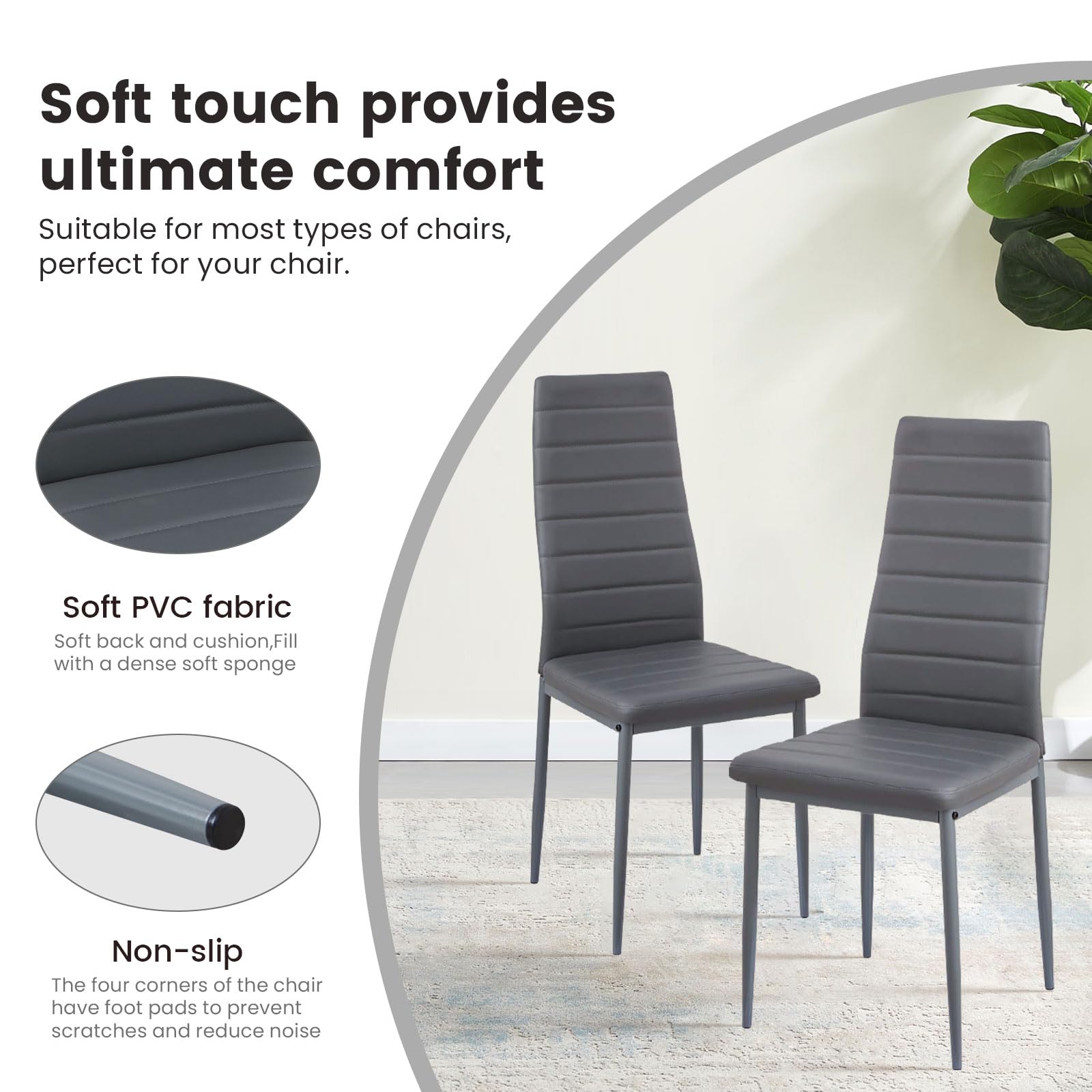 buybyroom set 6 sedie sala da pranzo grigie, sedie cucina moderne con gambe in metallo sedie imbottite, Semplici da montare adatto per sala da pranzo, soggiorno, cucina