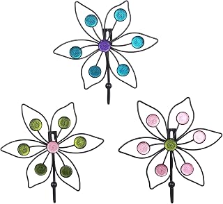 MAGICLULU 3pcs Wrought Iron Flower Hooks Xmas Pastoral Style Wall Hangers | Iron Wall Decor for Front Door and Porch, Organization for Coat and Hat Hanging, Rustic Aesthetic Style Color Random Color
