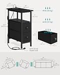 SONGMICS BELLAH Collection – Table latérale, Table de chevet avec borne de recharge, Table d'extrémité avec LED Éclairage 2 Tiroirs, pour Salon, Chambre, Ensemble de 2, Encre noire ULGS012B101