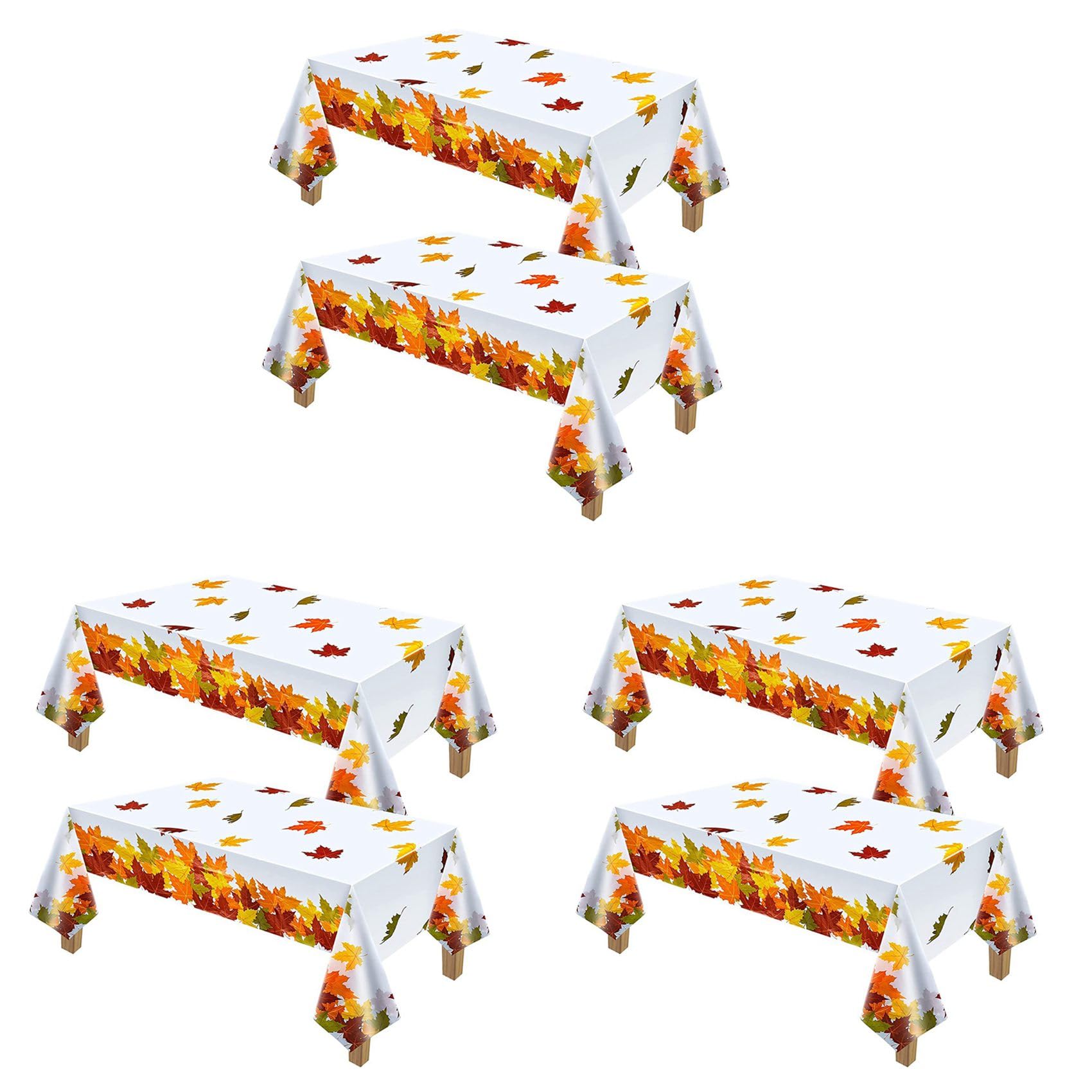 Hndhbfgrt 3X Thanksgiving Autumn Leaf Tablecloth Autumn Maple Leaf Tablecloth Waterproof Rectangular Plastic Tablecloth