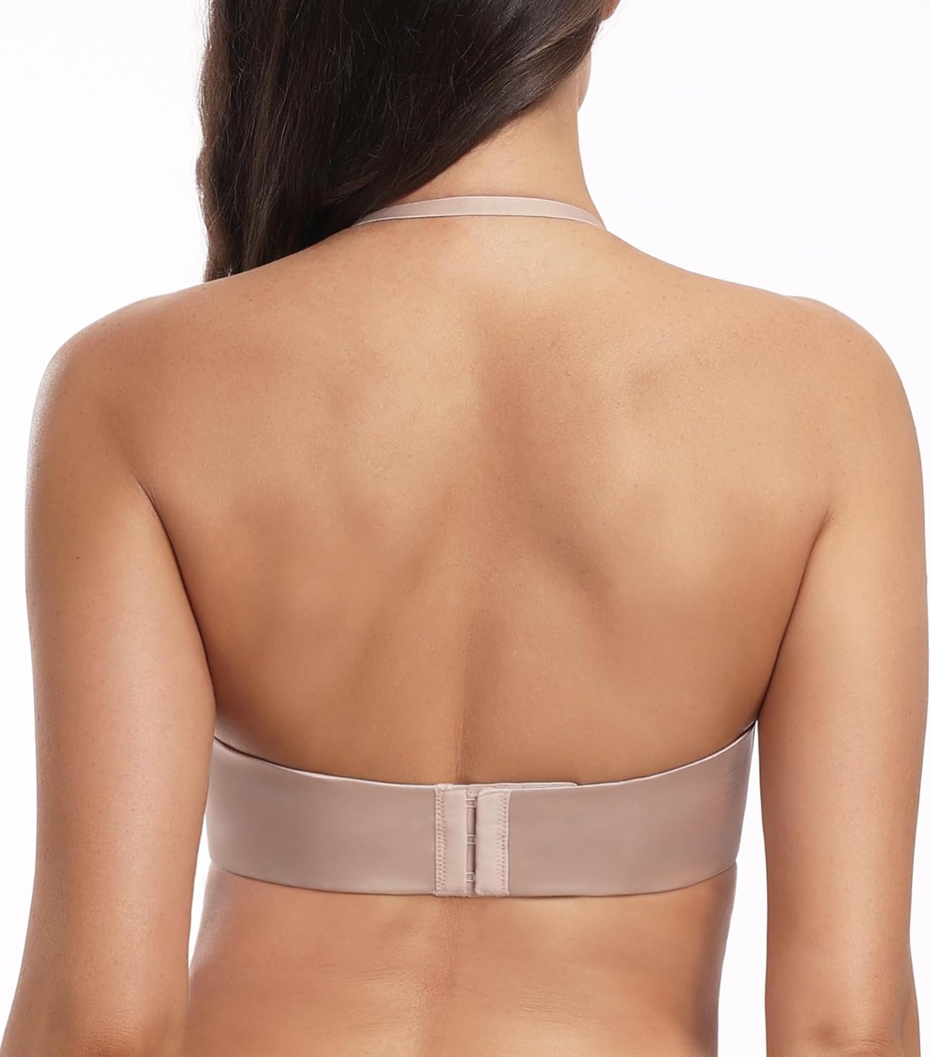 HACI Plunge Deep U Strapless Bra Push Up Demi Everyday Seamless Underwire - Image 6