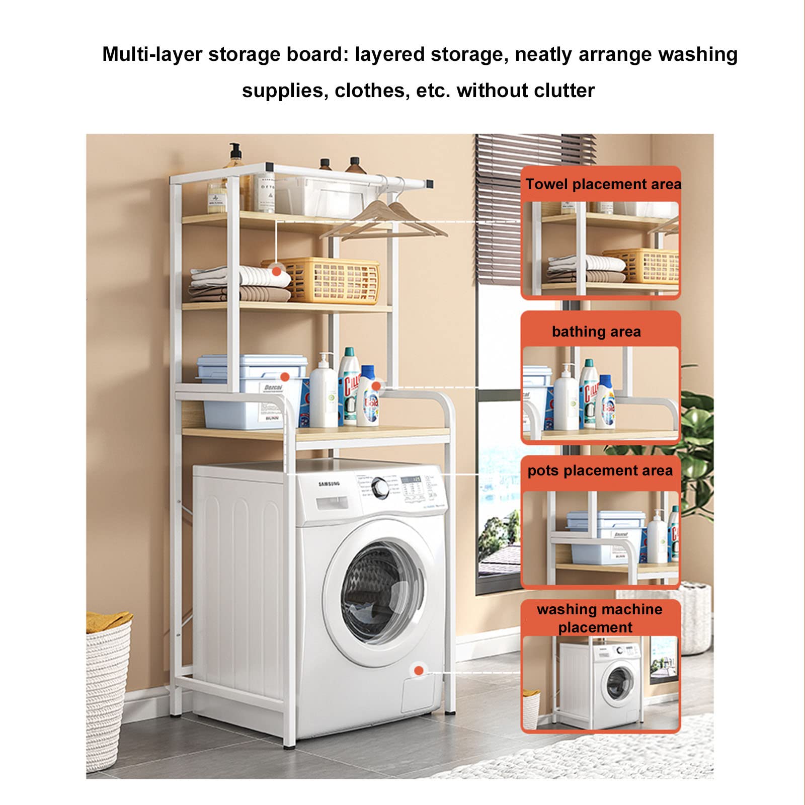 Amazon｜洗濯機収納ラック、トイレ収納棚バスルーム上、スペース