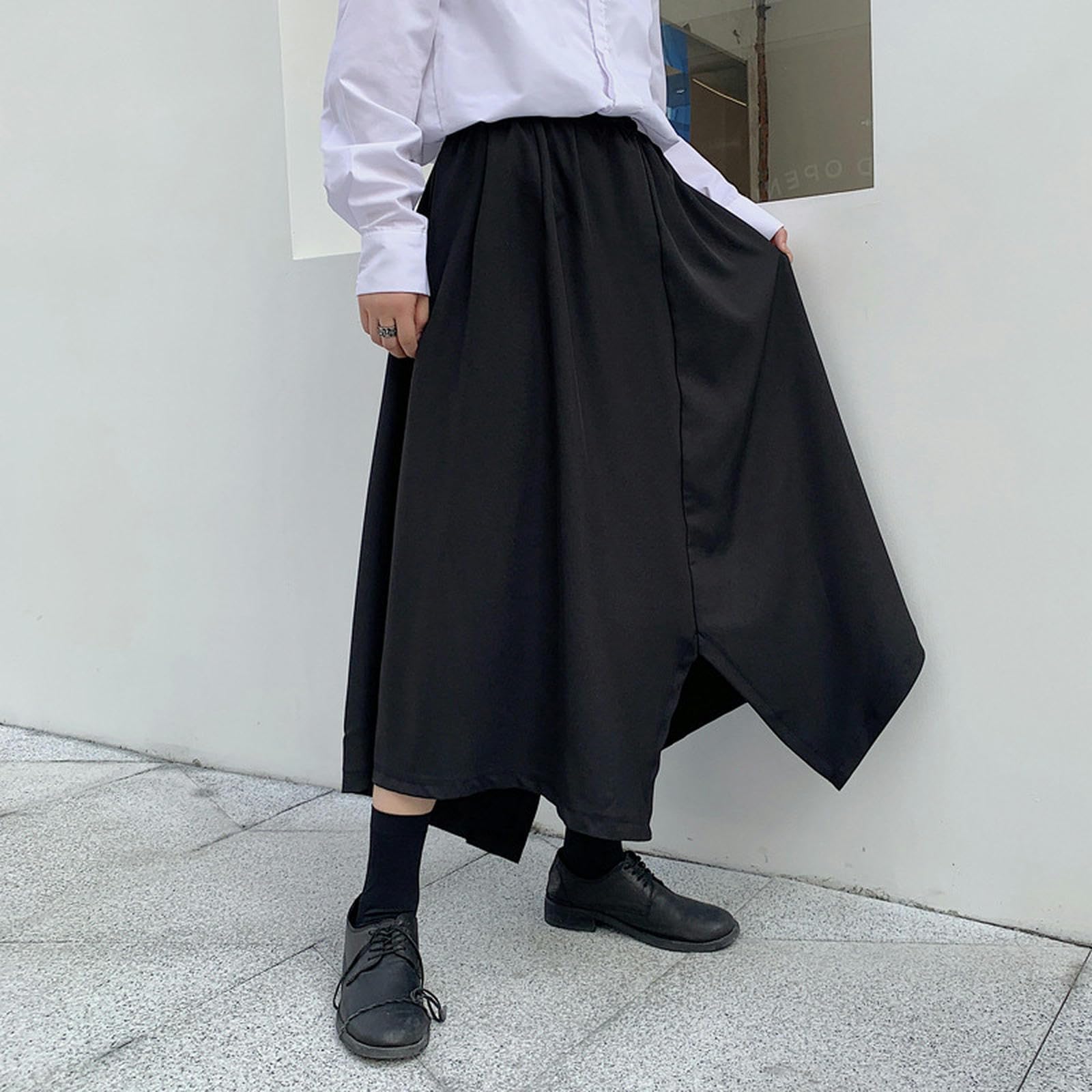 Pantaloni Gonna da Uomo dal Design Estivo dal Design Regolare Pantaloni Corti con Gonna per Giovani Uomini e Donne - Nero - 37
