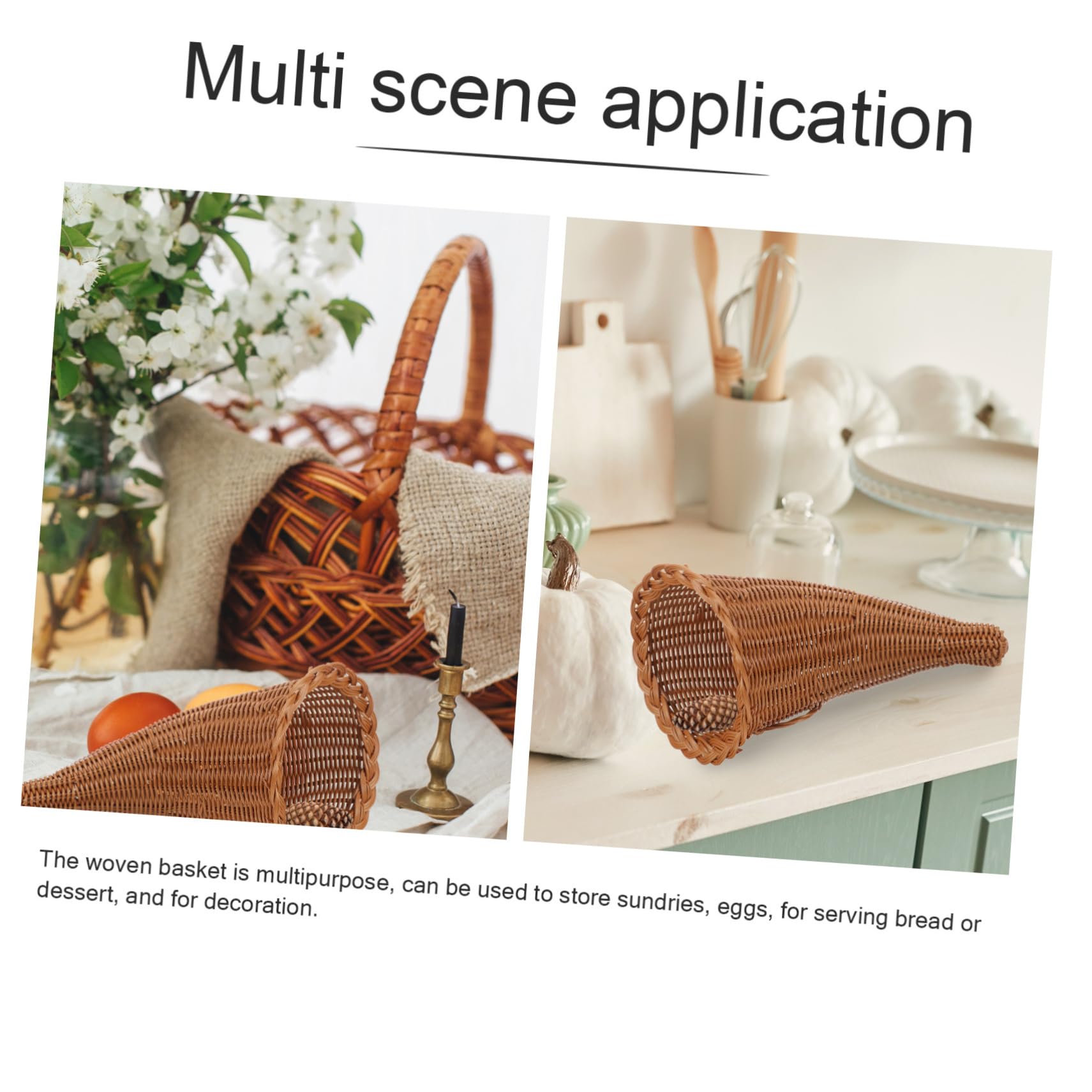 Cesta Tejida De Cuerno De Buey Decoración Creativa para Hogar Cesta De Almacenamiento De Frutas y Dulces