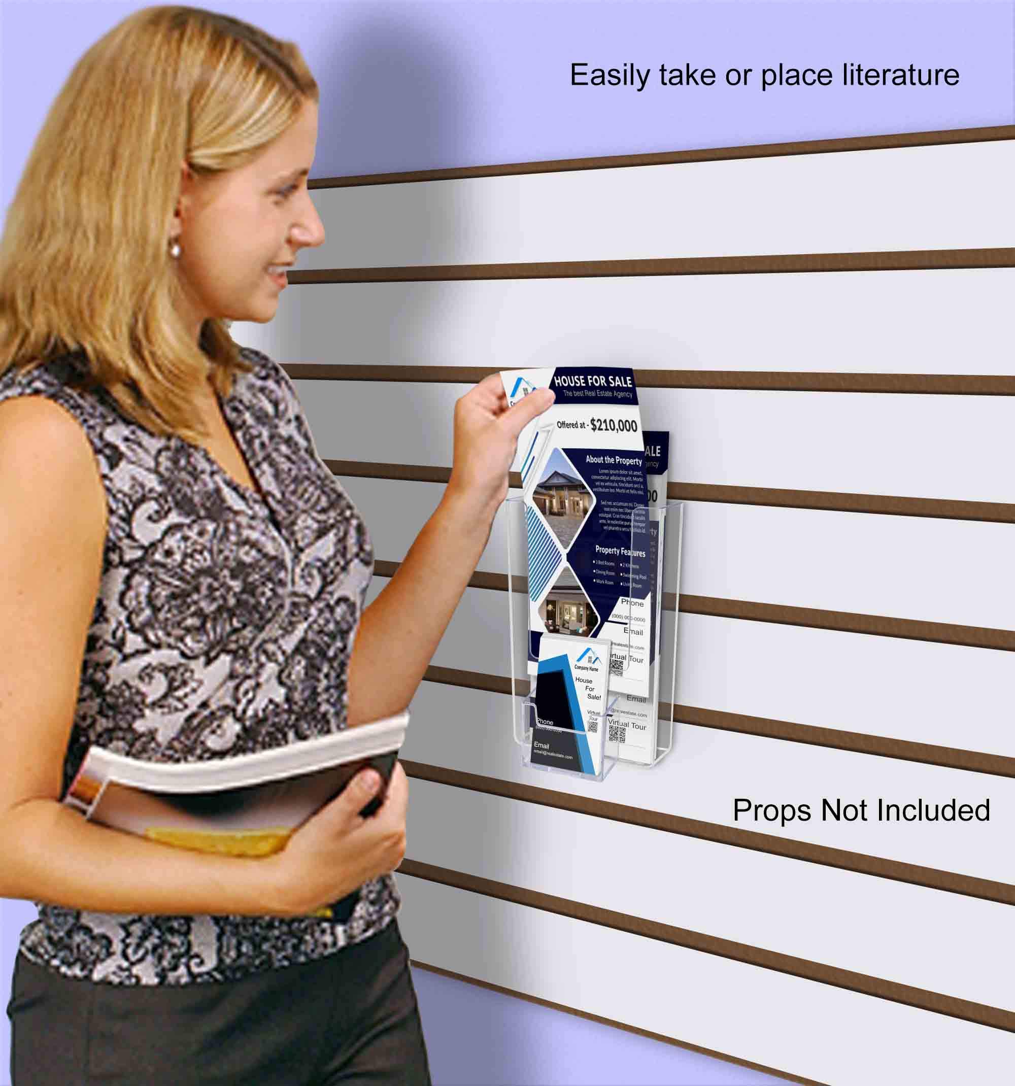 Marketing Holders 2 Pack Slatwall Trifold Bin with Card Slot for 4