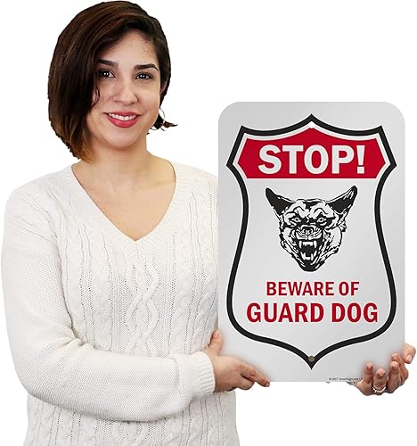 Miniatura 2 de SmartSign Letrero "Stop - Beware of Guard Dog"  Aluminio de 12 x 18 pulgadas