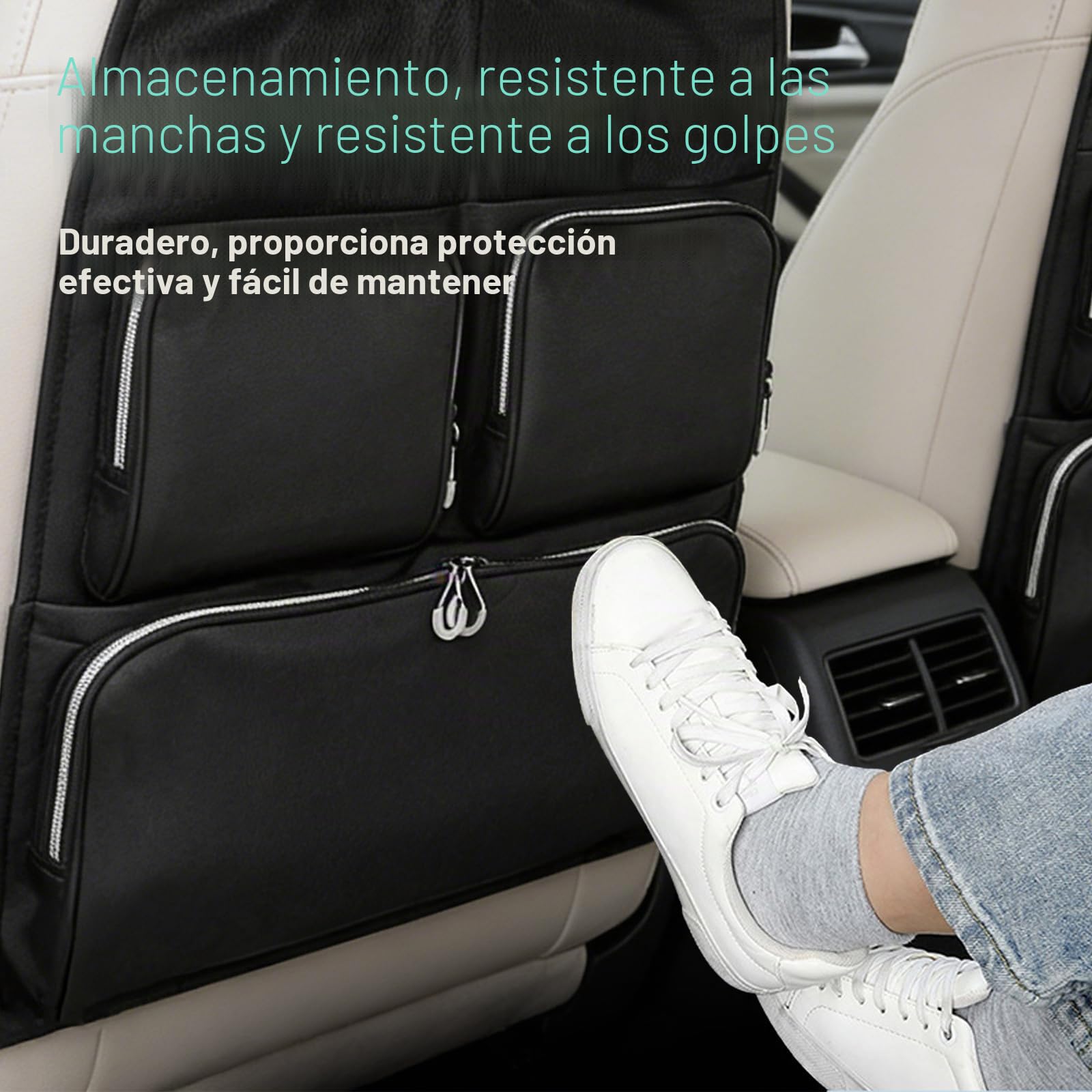 Lot de 2 organizadores de asiento de coche compatibles con VW T6, organizador de respaldo del vehículo con varios bolsillos para productos para bebé, almacenamiento esencial de viaje para VW T5