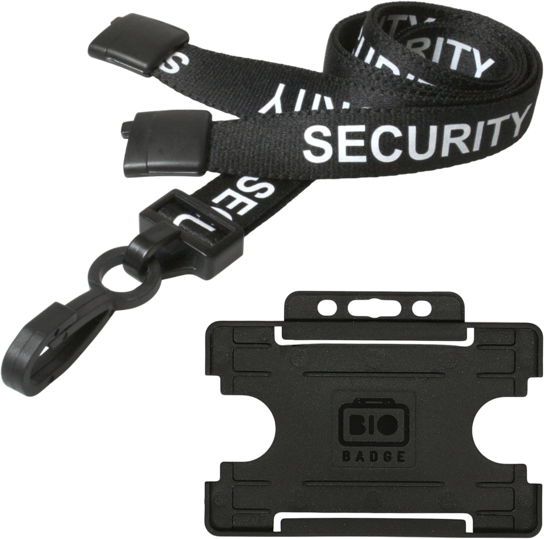 Customcard ltd¨ Black Security Lanyard with Black Security Badge Holder Open Faced