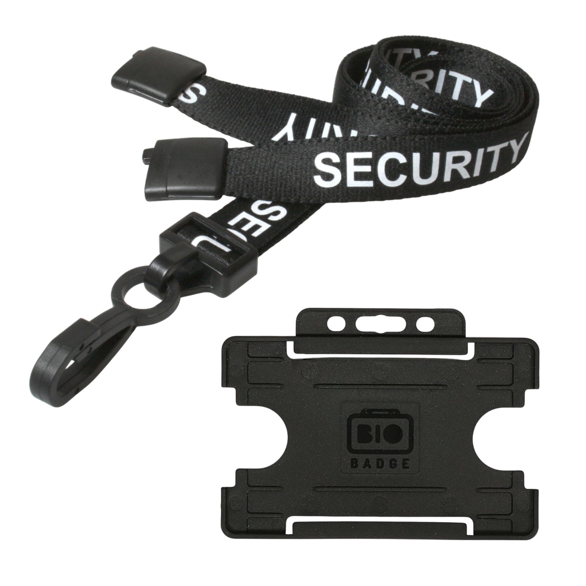 Customcard ltd¨ Black Security Lanyard with Black Security Badge Holder Open Faced