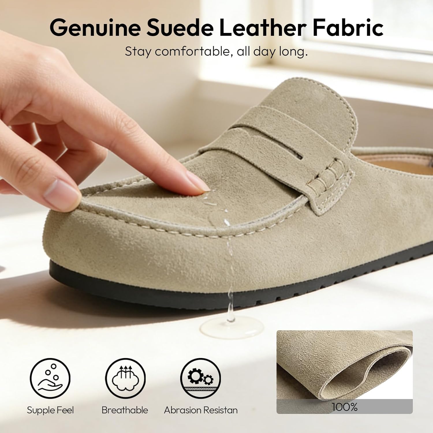 EVELLYHOOTD Lofel |Womens Mens Clogs for Nurses & All-Day Standing | Genuine Suede Memory Foam Arch Support Slip-On Mules Wide Fit Comfort Shoes for Indoor/Outdoor