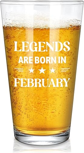 Miniatura 1 de Futtumy Regalos de copa de cerveza de cumpleaños para hombres, vaso de cerveza con leyendas nacen en febrero, divertido regalo de cumpleaños de