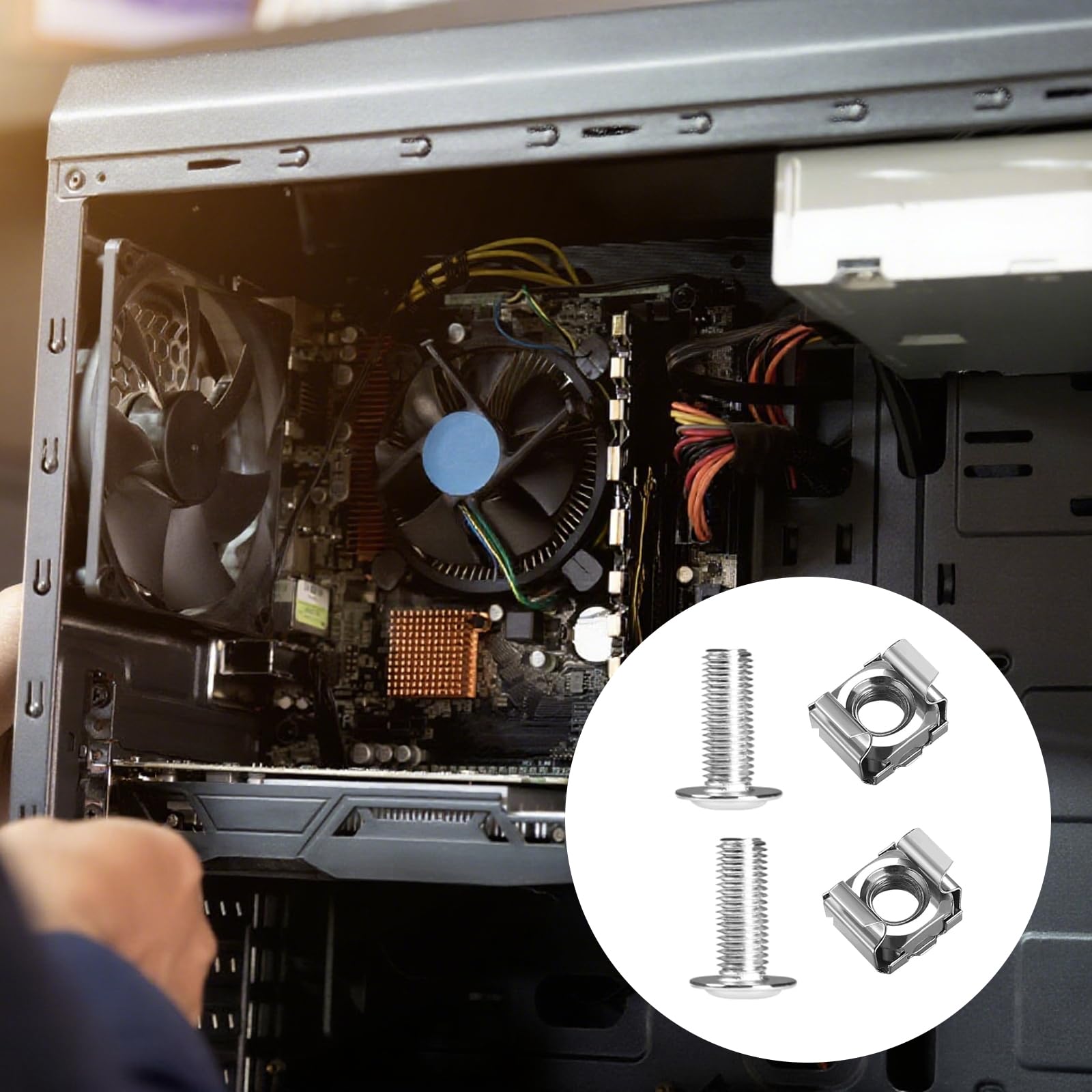 50x Set di Viti con Gabbia M6, Viti e Dadi in Gabbia per Armadio Rack, Viti di montaggio per armadietti server, M6x16mm Dadi a Gabbias per Montaggio a Rack, Armadi di Server Accessori
