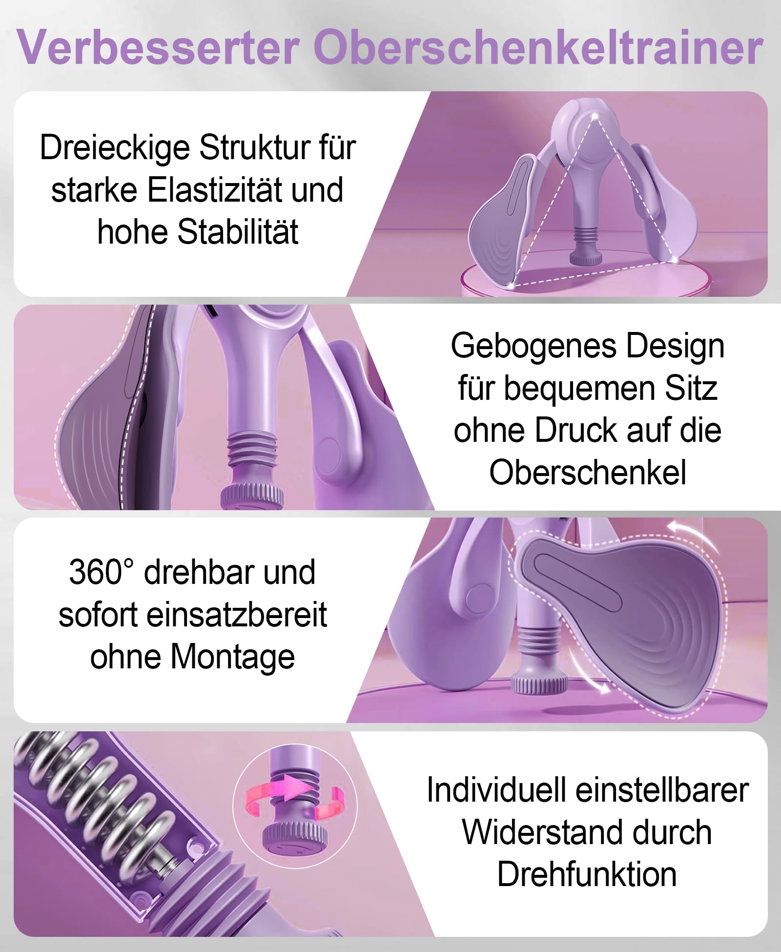 Oberschenkeltrainer Beinpresse für Zuhause 6.8-31.8kg Beckenboden Trainingsgerät Beintrainer für Damen/Herren, Kegel Beckenbodentrainer für Postpartum Erholung mit Widerstandsband