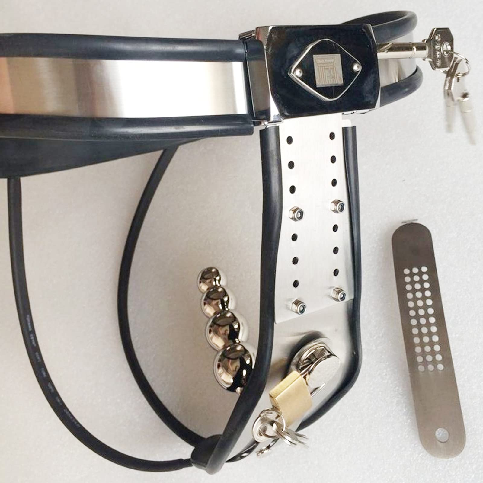 Ceinture de chasteté en acier inoxydable pour femme Cage de chasteté Ceinture de chasteté femme avec bouchon vaginal Cage de chasteté plusieurs tailles disponibles BDSM Bondage Jeu(130cm-140cm)