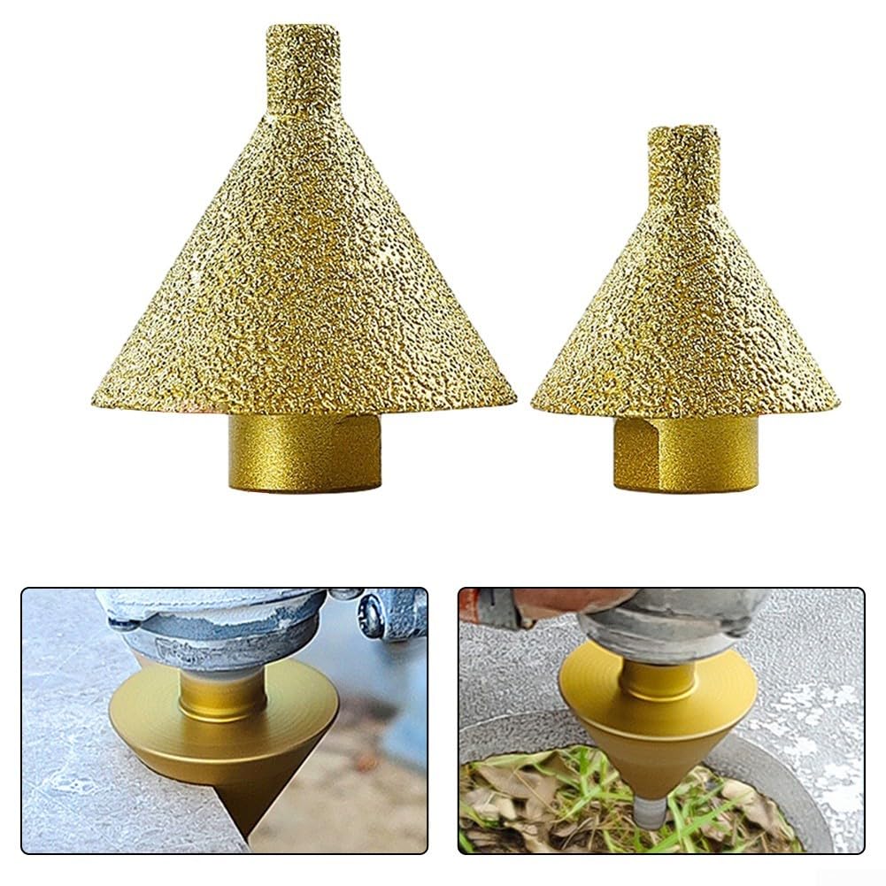 Muela de Pulido, Brocas de Avellanado de Chaflán de Diamante Muela Abrasiva Tallada en Cono 2 Piezas Rosca M10 Acabado de Alta Gama para Azulejos de Porcelana de Cerámica de Vidrio