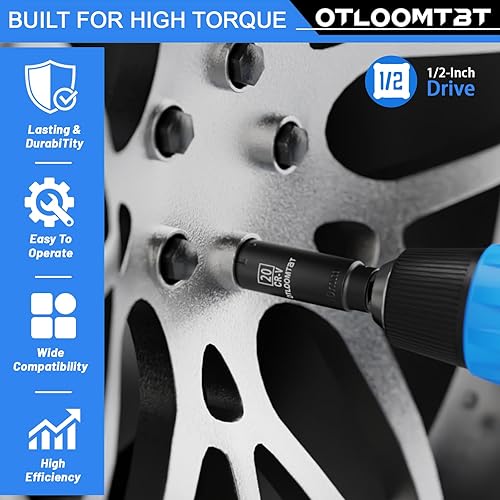 Miniatura 3 de Juego de 32 dados de impacto de 1/2 pulgada – Dados profundos de grado industrial resistente, juego completo métrico/SAE con barra de extensión,