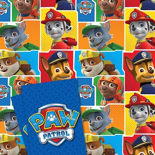 Paw Patrol Paquete oficial de papel de regalo de 2 hojas y 2 etiquetas