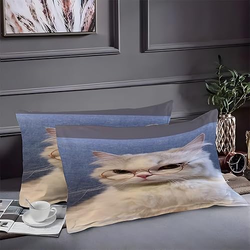 Miniatura 2 de Eye Duvet Cover Queen Cat Print Bedding Sets Queen Soft Microfiber Comforter Cover and 2 Pillow Shams 20"X26", Bed Set Duvet Covers with Zipper for