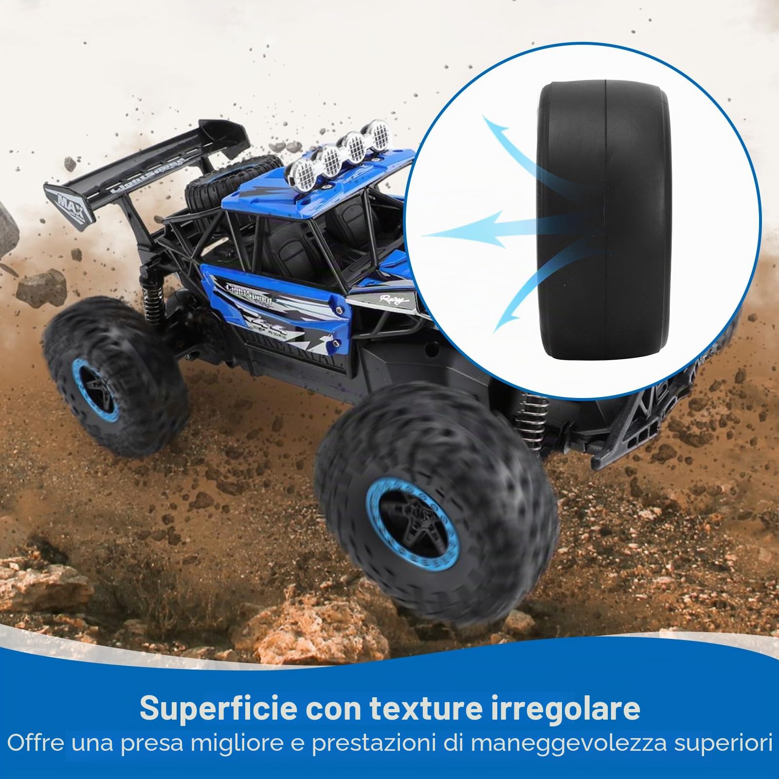 HERCHR 4 Pezzi Pneumatici in Gomma Ruote da 102 Mm E Cerchioni con Mozzo Esagonale da 12 Mm Compatibili con 1/10 Fuoristrada Telecomando Auto RC Fuoristrada