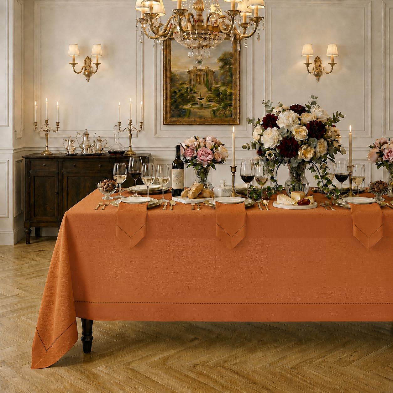 Signature Linen™ by D'Moksha, 100% Pure Linen Rust Tablecloth 150 x 270 cm — image 1