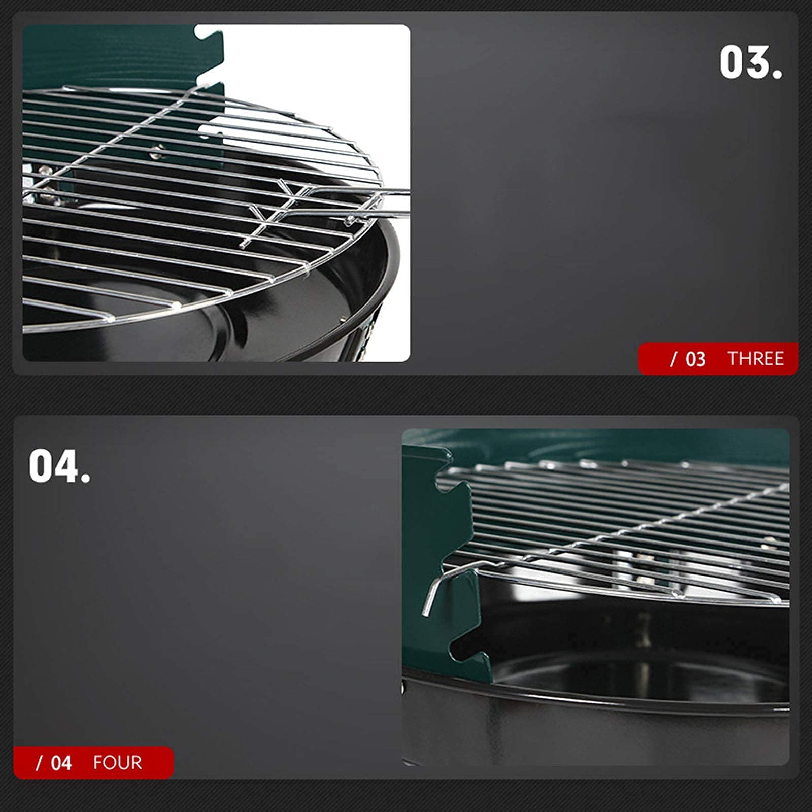 Griglia per barbecue all'aperto per braciere, griglia per barbecue per braciere BBQ portatile per picnic con reticolo di cottura Griglia per barbecue in acciaio inossidabile con supporto, pieghevole