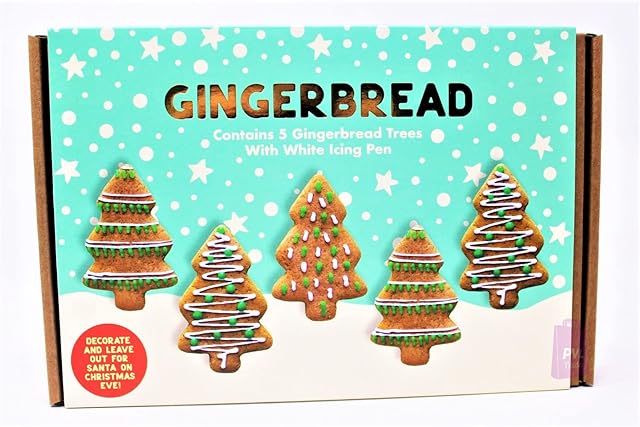 Gingerbread Christmas Trees Decorating Kit with Icing Pens - Suitable for Vegans and Vegetarians