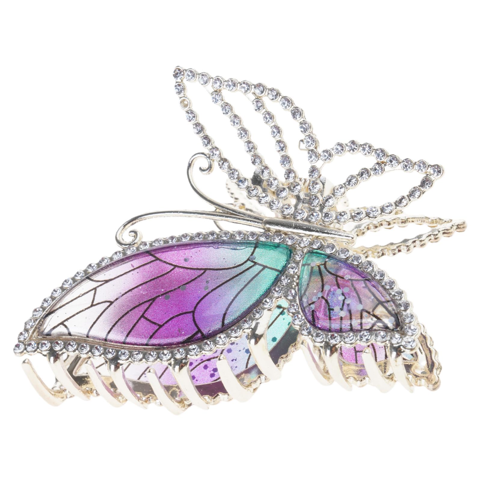 YUXITA Stylish Glittering Butterfly Hair Clip Metal Hair Accessory For Women Elegant Updos And Low Ponytail